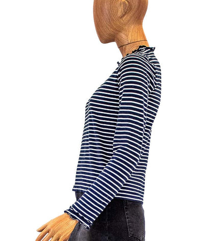 Derek Lam 10 Crosby Clothing XS Navy Long Sleeve Striped Tee