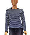 Derek Lam 10 Crosby Clothing XS Navy Long Sleeve Striped Tee