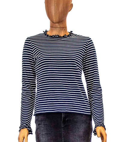 Derek Lam 10 Crosby Clothing XS Navy Long Sleeve Striped Tee