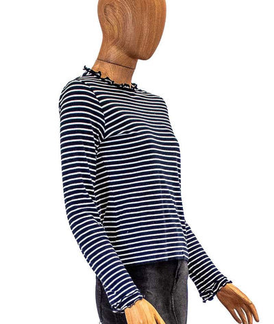 Derek Lam 10 Crosby Clothing XS Navy Long Sleeve Striped Tee