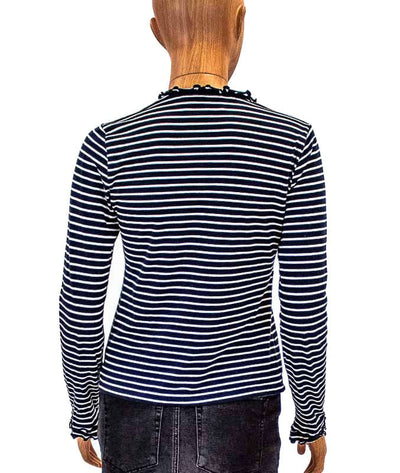 Derek Lam 10 Crosby Clothing XS Navy Long Sleeve Striped Tee