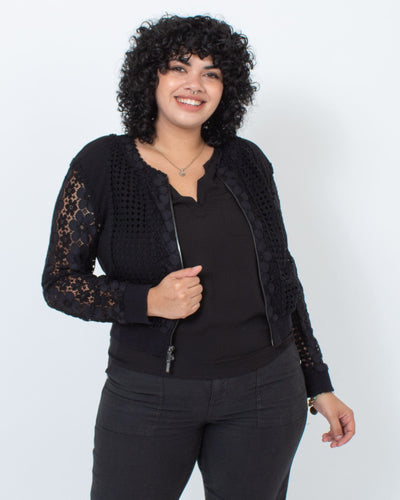 Diane Von Furstenberg Clothing Large Lace Zip Up Jacket