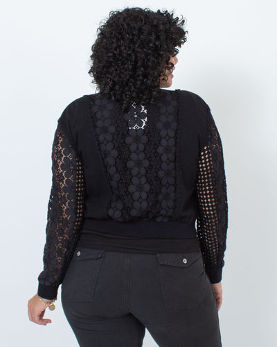 Diane Von Furstenberg Clothing Large Lace Zip Up Jacket