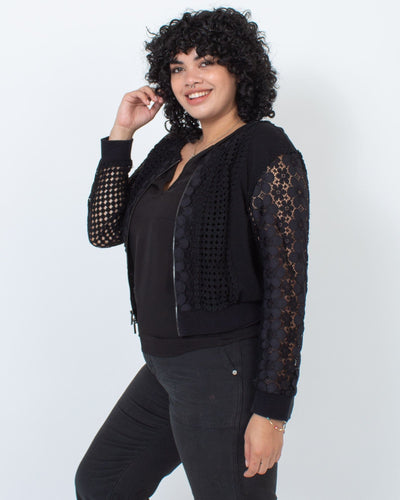 Diane Von Furstenberg Clothing Large Lace Zip Up Jacket