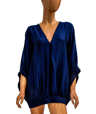 Diane Von Furstenberg Clothing Large Silk V-Neck Blouse