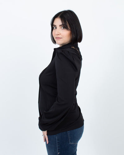 Diane Von Furstenberg Clothing Medium | US 6 Black Lace Button Down