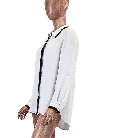 Diane Von Furstenberg Clothing XL | US 12 Silk Trim Button Down Top