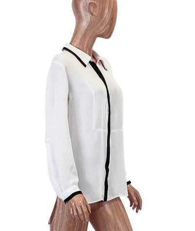 Diane Von Furstenberg Clothing XL | US 12 Silk Trim Button Down Top