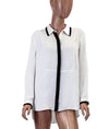 Diane Von Furstenberg Clothing XL | US 12 Silk Trim Button Down Top