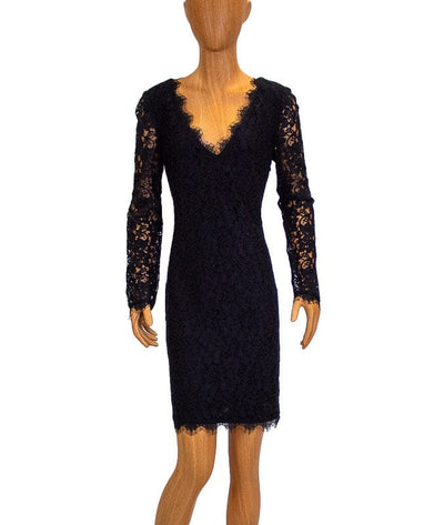 Diane Von Furstenberg Clothing XS | US 0 Black Lace Mini Dress