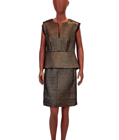 Diane Von Furstenberg Clothing XS | US 2 Structured Metallic Gold Cocktail Dress