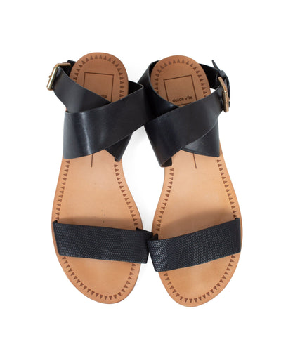 Dolce Vita Shoes Medium | US 8.5 Black Leather Flat Sandals