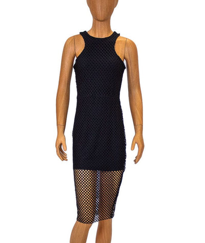 Donna Mizani Clothing XS Perforated Black Midi Dress