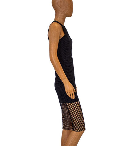 Donna Mizani Clothing XS Perforated Black Midi Dress