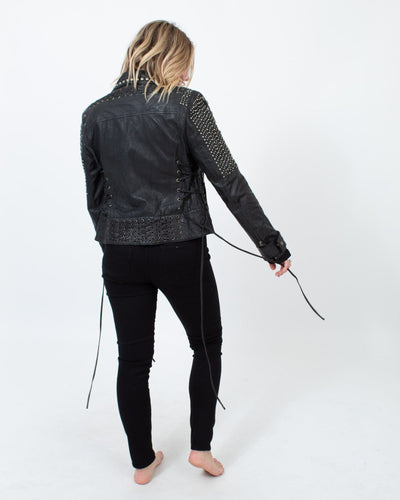 Double D Ranch Clothing Small Studded Leather Biker Jacket