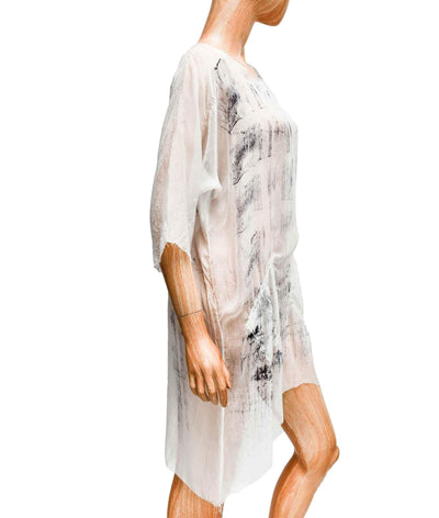 DUUYA Clothing Small Sheer Silk Tunic with Pockets