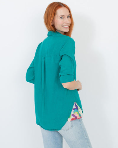Eileen Fisher Clothing XS Teal Button Down Blouse