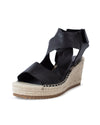 Eileen Fisher Shoes Small | US 7.5 Black "Willow Leather Espadrille Wedge Sandal"