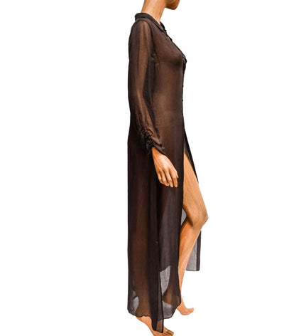 Elie Tahari Clothing XS Sheer Maxi Duster with Slit