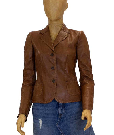 Elie Tahari Clothing XS Tan Leather Jacket