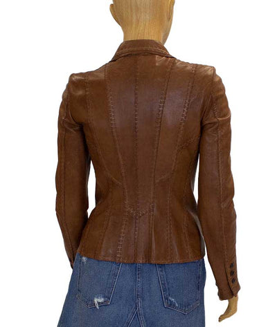 Elie Tahari Clothing XS Tan Leather Jacket