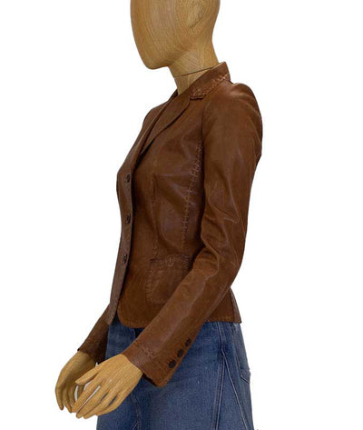 Elie Tahari Clothing XS Tan Leather Jacket