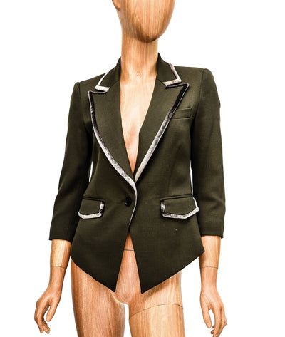 Elizabeth and James Clothing XS | US 2 Olive Cropped Sleeve Blazer
