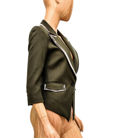 Elizabeth and James Clothing XS | US 2 Olive Cropped Sleeve Blazer