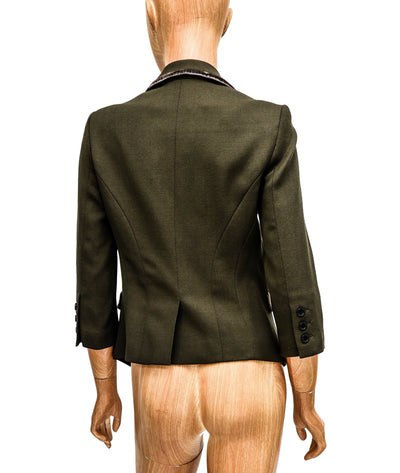 Elizabeth and James Clothing XS | US 2 Olive Cropped Sleeve Blazer