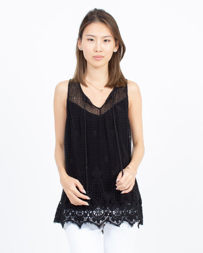 Ella Moss Clothing Small Black Crochet Sleeveless Blouse