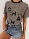 ELLANDEMM Clothing Small Striped Graphic Tee