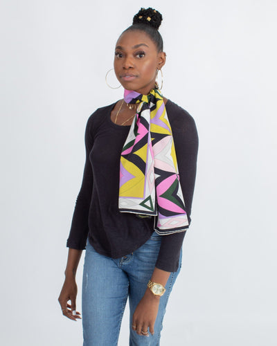 Emilio Pucci Accessories One Size Printed Silk Scarf