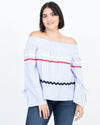 English Factory Clothing Large Striped Off-The-Shoulder Top