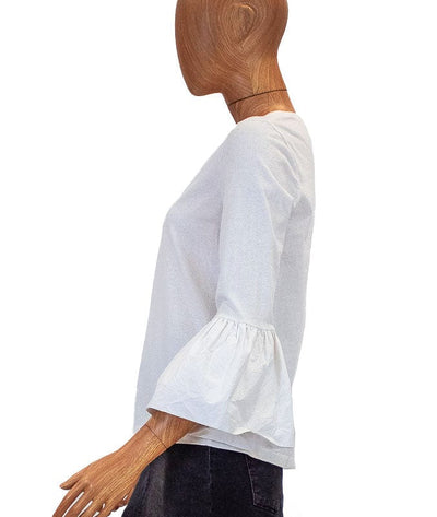 English Factory Clothing Small White Ruffle Sleeve Tee