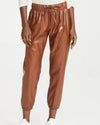 Enza Costa Clothing Large Brown Vegan Leather Joggers