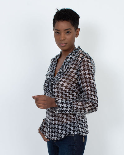 Equipment Clothing XS Printed Sheer Blouse