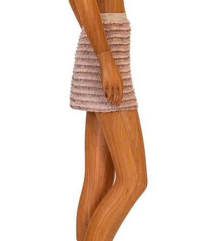 ERIN erin fetherston Clothing XS | US 2 Light Pink Metallic Fringe Mini Skirt