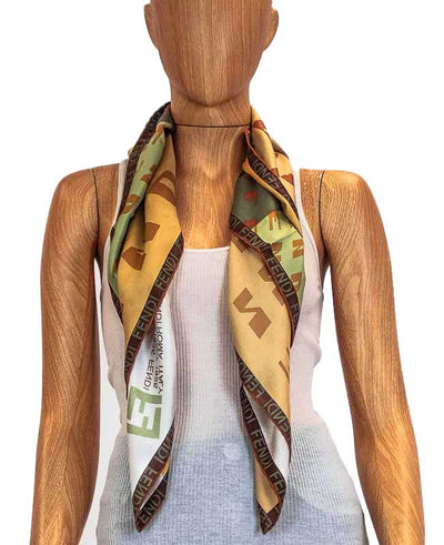 Fendi Accessories One Size Cityscape Print Silk Square Scarf