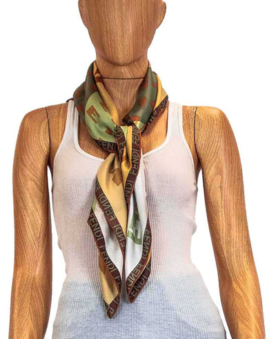 Fendi Accessories One Size Cityscape Print Silk Square Scarf