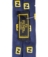 Fendi Accessories One Size Navy and Gold Silk Tie