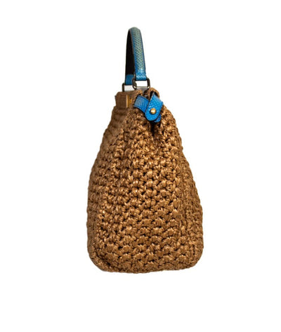 Fendi Bags One Size Peekaboo Raffia Tote with Snakeskin Trim