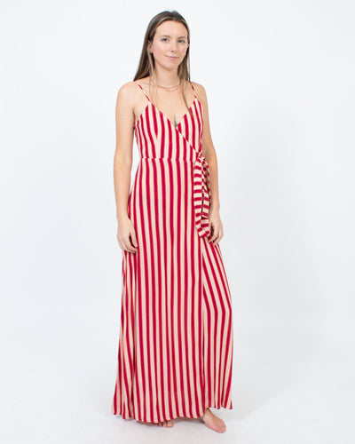 Flynn Skye Clothing Small Striped Wrap Dress