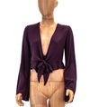 Flynn Skye Clothing Small Tie Front V-Neck Blouse