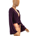 Flynn Skye Clothing Small Tie Front V-Neck Blouse