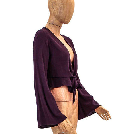 Flynn Skye Clothing Small Tie Front V-Neck Blouse