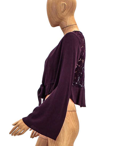 Flynn Skye Clothing Small Tie Front V-Neck Blouse