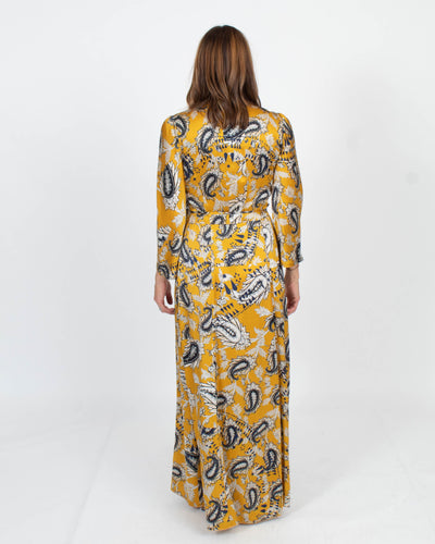 Forte_Forte Clothing Medium Yellow Print Silk Wrap Dress