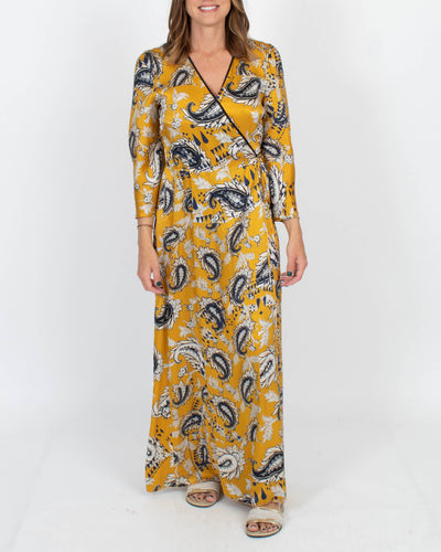 Forte_Forte Clothing Medium Yellow Print Silk Wrap Dress
