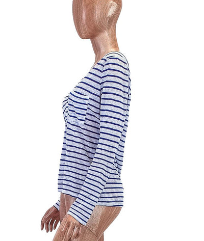 FRAME Clothing Small Linen Front Pocket Stripe Top