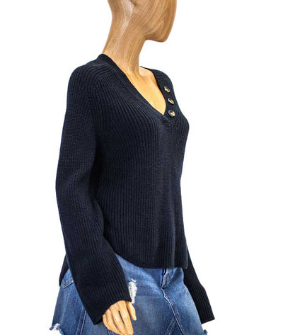 FRAME Clothing Small Navy Rib V-Neck Sweater